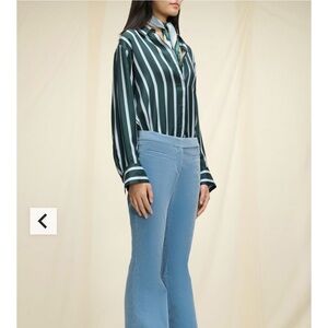 Dorothee Schumacher Luxurious Silk Blouse Size 4 Stripes Button Front Woman Top